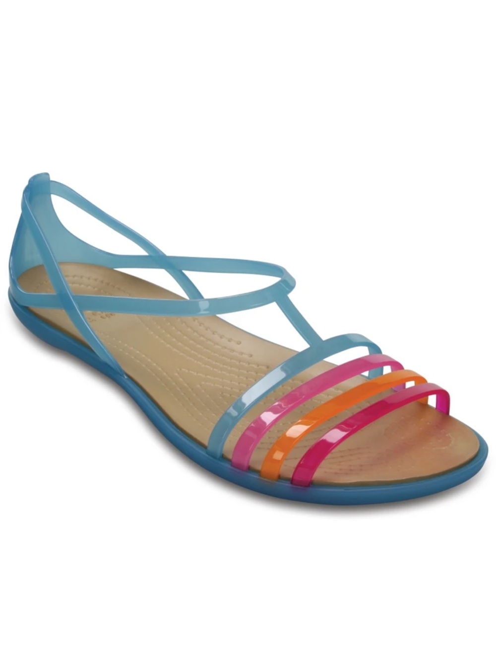 Crocs Women's Multi-Color Strappy Jelly Sandals - Blue/Pink/Orange